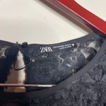 ZARA Black Floral Appliqué Contrasting Voluminous Ballon Sleeve Dress XXL Photo 2