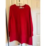 Chico's  Red Asymmetrical Knit Sweater | Size 3 (2X) Cotton Blend Tunic Photo 3