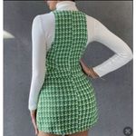 ZARA Green Woven Tweed Plaid Pinafore Mini Dress Size Small Photo 9