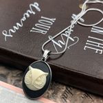 Owl Cameo Necklace Stainless Steel Pendant Black White 20” Photo 4