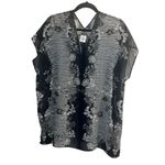 CAbi ✨ Navy Blue Striped Floral Semi Sheer Yacht Sz Medium Navy Tunic Top✨ Photo 4