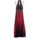 Betsy and Adam Betsy Adam Vintage Halter Ombre Maxi Gown Size 6 Satin Pleated Maroon Whimsigoth Photo 1