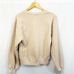 AGOLDE  Low V-Neck Balloon Sleeve Cotton Sweatshirt in Beige Neutral Photo 8
