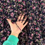 Moon Dance Vintage Blue Pink Floral Print Long Sleeve Mini Dress Size 18 Spring Photo 4