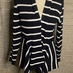 Carmen Marc Valvo Carmen Marc Valvo Womens Ribbed Stripe Asymmetrical Hem Cardigan Large Photo 0