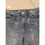 No Boundaries  Womens Heart Print High-Rise Straight Junior 11 Raw Hem Jeans Photo 2