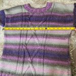 Handmade Purple Cable Knit Grannycore Sweater Purple Gray Chunky Stripe‎ Size M Colorful Photo 8