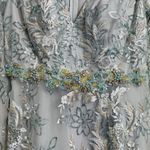 Mac Duggal Sequin Embellished Floral Lace V-Neck Long Sheer Sleeve Dress NEW Photo 10