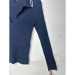 American Eagle  Women’s Medium Navy Ribbed Knit Collared V Neck Long Sleeve Photo 7