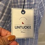 Untuckit Shelly Blue White Plaid Shirt Size M Photo 8