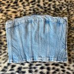 ZARA  Blue Medium Wash Denim Strapless Top Photo 1