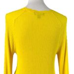 Ann Taylor Sweater Ribbed Ruffle Sleeves Fitted Bright Yellow Women Size Large Photo 8