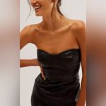 Free People Mira Strapless Corset Faux Vegan Leather Midi Dress Black Size 6 Photo 1