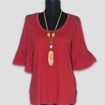 Michael Kors Modal Casual Tunic Blouse Bell Sleeves Side Slits Red sz L Photo 0