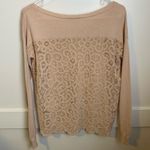American Eagle  Tan Lace Back Crewneck Sweater Photo 1