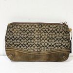 Coach  MINI SIGNATURE C MAHOGANY SUEDE LEATHER TRIM PURSE BAG WALLET WRISTLET Photo 4