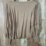 Democracy  Brown Ruffle Sleeve Boho Top XL Women’s Long Sleeve Knit Blouse Photo 4