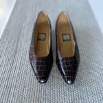 Vintage Nina Dark Brown Crocodile Patent Low Block Heel Ballet Flats Sz 7.5 Photo 5