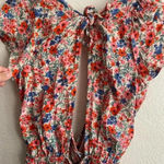 American Eagle 💥🆕 ShortSleeve Openback Tie Waist Floral Print Romper S🆕 Photo 5