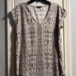 EXPRESS Short Sleeve Women’s V-Neck Polyester Spandex Snakeskin Top Large Photo 0