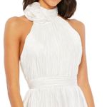 Mac Duggal  White Rosette Halter Gown Style Size 4 NWT Photo 2