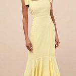 Lulus Women’s Bimini Light Yellow Swiss Dot Tie-Strap Midi Dress Size XL NWT Photo 0