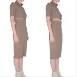 Elaine Kim Tech Stretch Zip Off Midi Dress Gray Size XS Photo 2