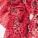 None Sheer Animal Print Scarf, Pink, Black, White, Gold Photo 1