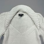 EXPRESS Cable Knit V-Neck Sweater Pullover Ivory Wide Collar Photo 1