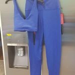 Carbon 38 ππ Shine Powder Set Cross Back Bra + 7/8 Legging Cobalt Blue Large NWT Photo 6