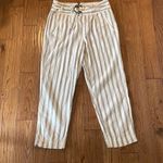 Anthropologie By linen blend striped tapered pant with buckle loop waist 12 Photo 11