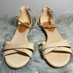 J.Crew  Marina Mini-Wedge Cross Straps Espadrilles Cream Sandals Size 5 1/2 Photo 4
