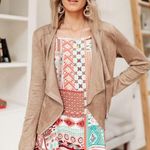 Umgee  tan suede zip moto stlye jacket size small Photo 0