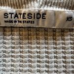 Stateside Luxe Thermal Grandpa Cardigan Waffle Knit Pockets Cotton Cozy Stone XS Photo 2