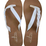Blue Fin Women's Size 6 Jacey Flip Flop White Braided Straps Photo 0