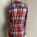 Aerie belted tunic multicolored plaid long sleeve button-up shirt Photo 3