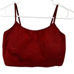 Forever 21 Ribbed Knit Cropped Top Scoop Neck Thin Straps Chic Red Large Photo 1