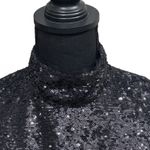 Cinq A' Sept Joan Black Sequins Top Women's Size S Long Sleeve Mock Neck Concert Photo 1