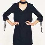 ZARA Dress Size Small Black Choker 3/4 Sleeve Loose Fit Career Office Siren Soft Photo 0