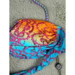 Nanette Lepore NWT  Bikini Top Swimsuit Orange Blue‎ Pink Floral Tie Halter Small Photo 5
