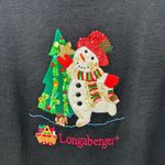 Longaberger  Vintage Christmas Black Sweater Festive Snowman and Tree Size M Photo 1