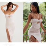 House Of CB  'Georgia' Crystal Satin and Lace Midi Dress cutout Size M NWOT‎ Photo 2