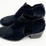 Eileen Fisher Walt Black Leather Side Cutout Cross Strap Heel Booties, Size 8.5 Photo 0