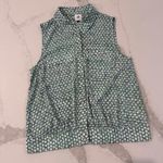 CAbi  Sleeveless Button Up Collared Blouse Women's Small Sea Glass Shimmer Green Photo 0
