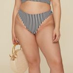 LPA NEW  Baby Doll Striped High Rise Swimsuit Bikini Bottoms Black White Size XL Photo 2