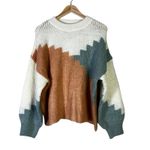North End Colorblock Chunky Knit Sweater Womens L Multicolor Cozy Southwestern Photo 2