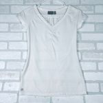 Athleta  White V Neck Short Sleeve Ruched Workout‎ Top Womens XXS Activewear Photo 12