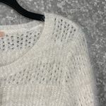 Gibson Latimer  White & Metallic Thread Open Weave Sweater - Size Medium - Stripe Photo 1