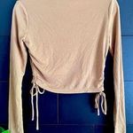 Forever 21  High Neck Ribbed Ruched Side Ties Long Sleeve Top Womens Sz S NWT Photo 0