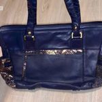 Original by Sharif 1827 blue leather & gold snake print handbag Photo 3